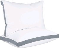 New - Utopia Bedding Gusseted Piping Bed Pillows , Queen Size (Grey), Set of 2 . Vacuum Sealed .