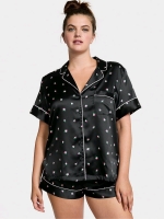 New Size Small | VICTORIA'S SECRET Satin Short PJ Set &bull; Black + Roses &bull; Retails for Over $80