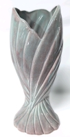 Signed Vintage West Coast Pottery Large 13 1/2" Draped Wing-Like Vase in Mauve & Aqua 4-3 &bull; 13.5" Tall