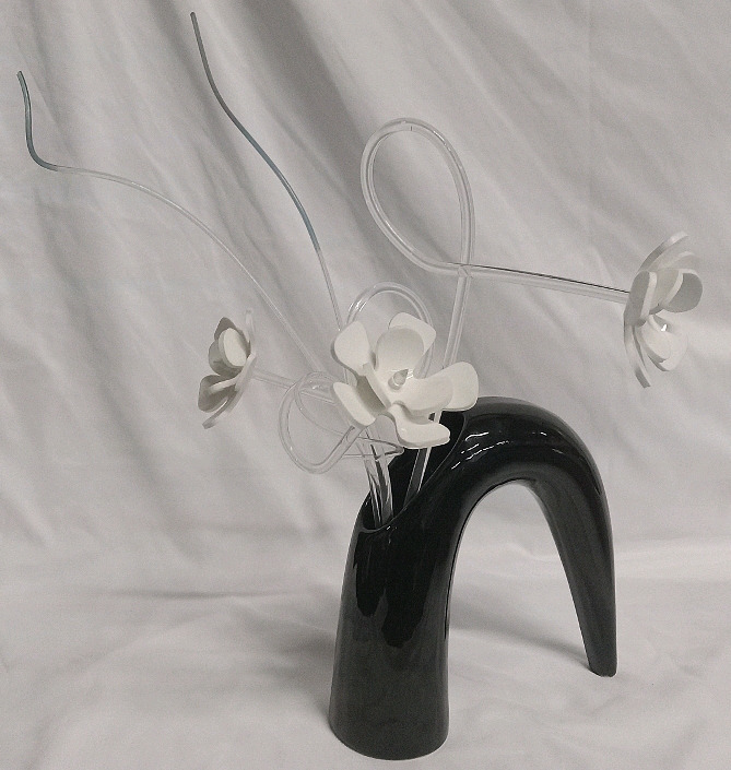 Vase w/ Plastic Flowers | Table Centerpiece | Measures 20 x 17"
