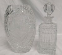 Crystal Flower Vase & Crystal Whiskey Bottle | Largest Item Measures 8 x 11"