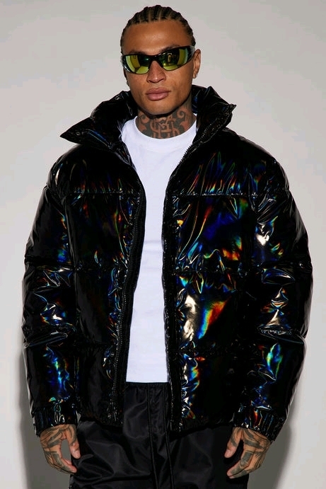 New Size XL | NOVA MEN King's Oil Slick Puffer Jacket | Retails Over $60!