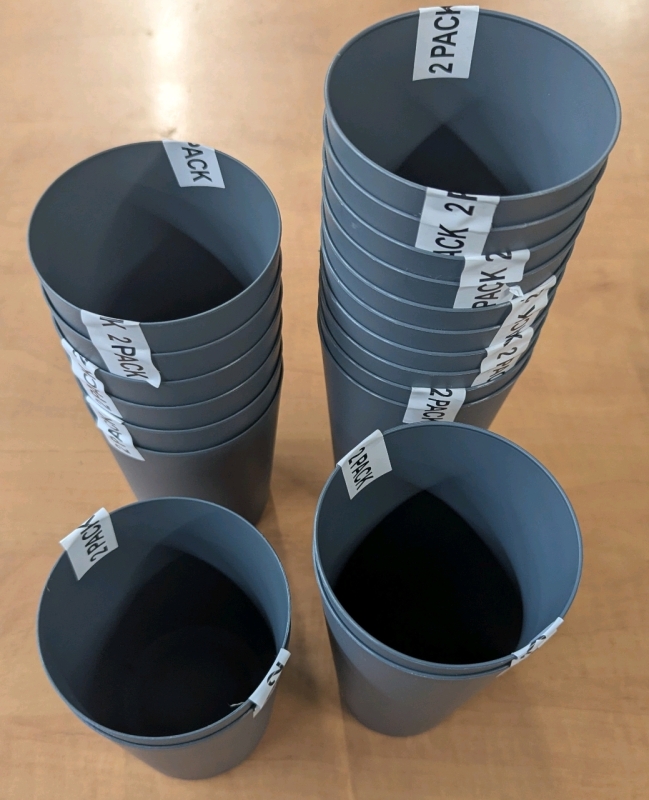 20 New Plastic Drinking Glasses: 8 Smaller 4.5", 12 Larger 6"