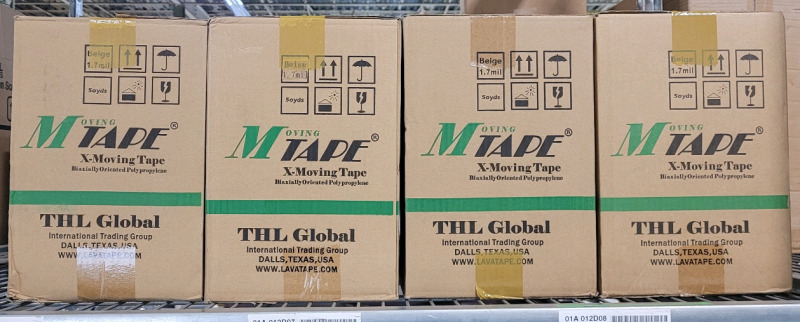 4 New Boxes THL Global Extreme Heavy Duty Moving Tape . 36 Rolls per Box , Beige