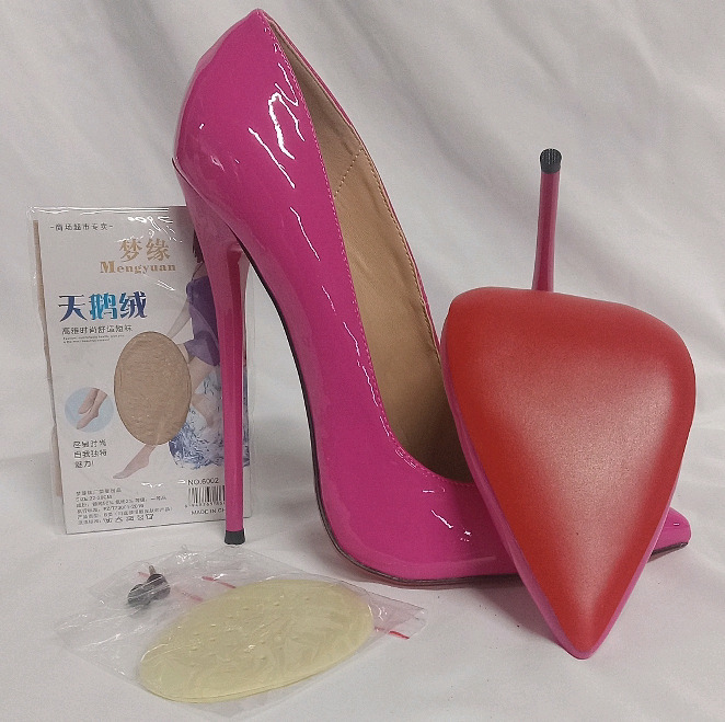 New Women's Size 48 Pointed High Heel Shoes | Colour: Hot Pink w/ Red Bottoms