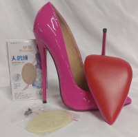 New Women's Size 48 Pointed High Heel Shoes | Colour: Hot Pink w/ Red Bottoms