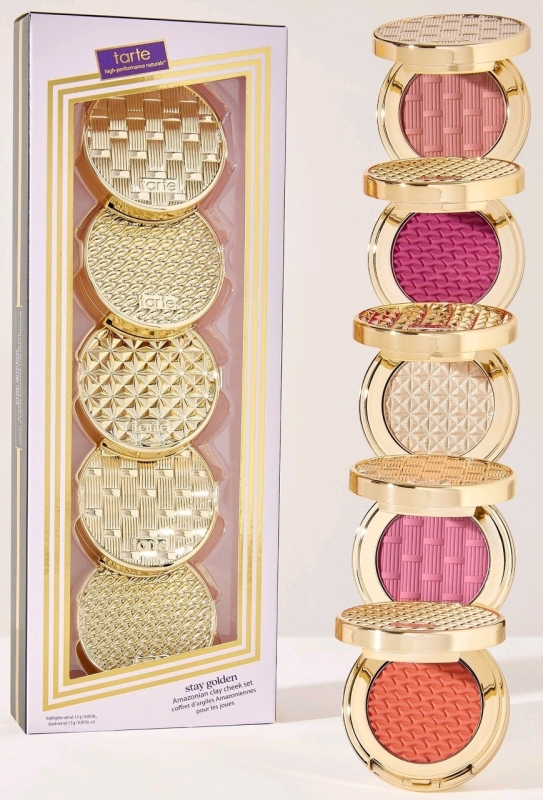 New TARTE Stay Golden : 5-Piece Amazonian Clay Cheek Highlighter Set | Pink & Corals