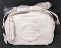 New ELIZABETH GRANT Powder Pink Pebble PU Leather Crossbody Purse Bag with Gold Hardware &bull; 9" x 3" x 6.5"
