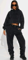 New Size 3XL FashionNova My Time Mineral Wash Jogger Set , Charcoal