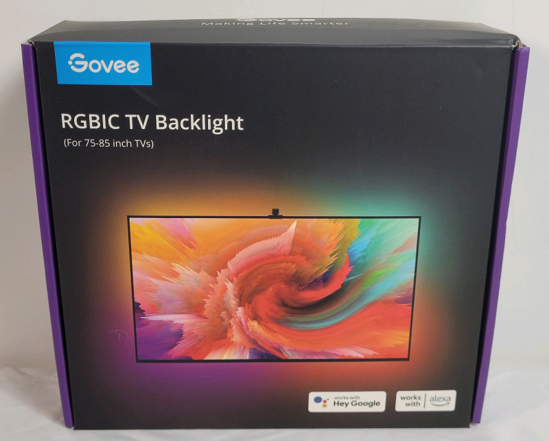 New - Govee RGBIC TV LED Backlight for 75" - 85" TVs . App Controlled , Compatible with Google & Alexa