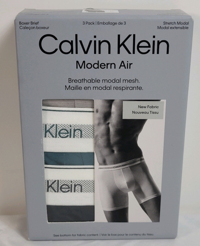 New Size Medium (32-34) 3pk. Calvin Klein Modern Air Boxer Briefs ,