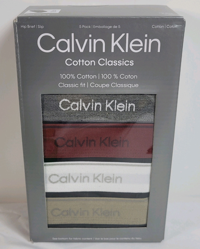 New Size XL (40-42) 5-Pk. Calvin Klein Cotton Classics Hip Briefs Retail $70