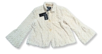New Size Large | REGAL Faux Fur Rosette Satin-Lined Jacket with Flared Sleeves