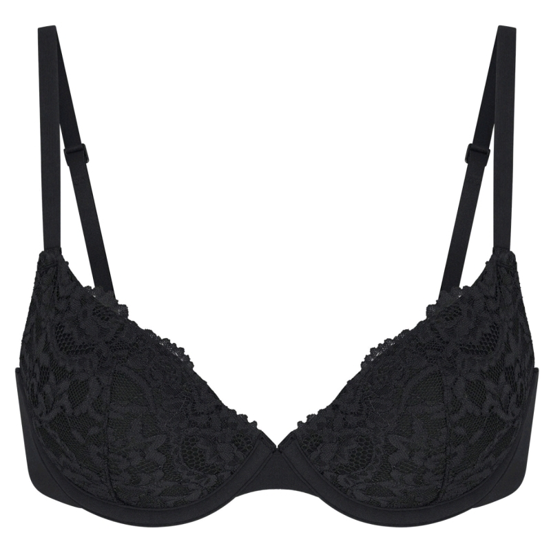 New Size 34B | SKIMS Fits Everybody Lace T-Shirt Bra &bull; Onyx | Retails $80+