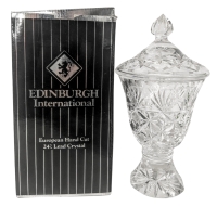 Vintage Cut Crystal Apothecary-Style Candy Jar with Lid & Edinburgh Box (Not Original) &bull; 10" Tall