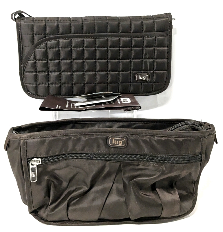 New LUG | Tango Passport Travel Wallet (Chocolate 9.75" x .75" x 5") & Lined Waterproof Travel Makeup Bag