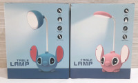 2 New Lilo & Stitch Themed LED Table Lamps - USB Powered, Cable Included, 360&deg; Degree Angle Light and Pencil Sharpening in The Back - Packaging Measures at 5" Tall, 4" Wide, No Indication of What Actual Product Measures At