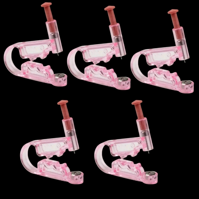 5 New Pink Sterile Disposable Piercing Units • 1.5" x 2" ea • EXP 2027