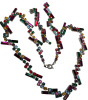 Multi Colour Baguette Chaton Rhinestone Necklace & Matching Pierced Earrings Delicious - 2