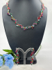 Multi Colour Baguette Chaton Rhinestone Necklace & Matching Pierced Earrings Delicious - 3