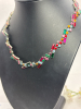Multi Colour Baguette Chaton Rhinestone Necklace & Matching Pierced Earrings Delicious - 5