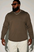 New Size XXXL | NOVA MEN Essential Long Sleeve Scallop Tee &bull; Olive