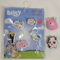 New - CROCS Bluey , Pok&eacute;mon & Squishmallow Crocs Jibbitz Charms Original .