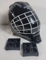 Canadian Club Whiskey Goalie Helmet Ice Bucket w/Hockey Puck Ice Cube Trays