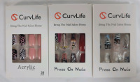New - CurvLife Acrylic Press-On Nails . 3 Packs