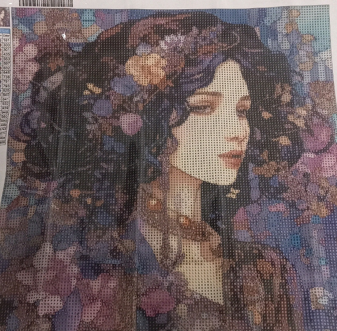 New | Floral Themed Diamond Art | Do it Yourself Poster | Comes with Applicator and Tray | Measures 16 x 16"