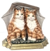 Adorable Handpainted Cast Iron Kittens Under Umbrella Doorstop &bull; 10.5" Tall