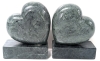 Pair of Fantastic Green Stone Heart Bookends &bull; 6.25" Tall each