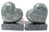 Pair of Fantastic Green Stone Heart Bookends &bull; 6.25" Tall each - 3