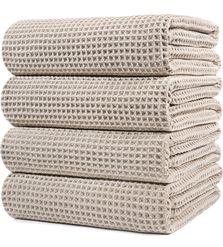 4 New | POLYTE Microfiber Oversize Quick Dry Lint Free Bath Towels 60 in x 30 in | Retails $50.69 *