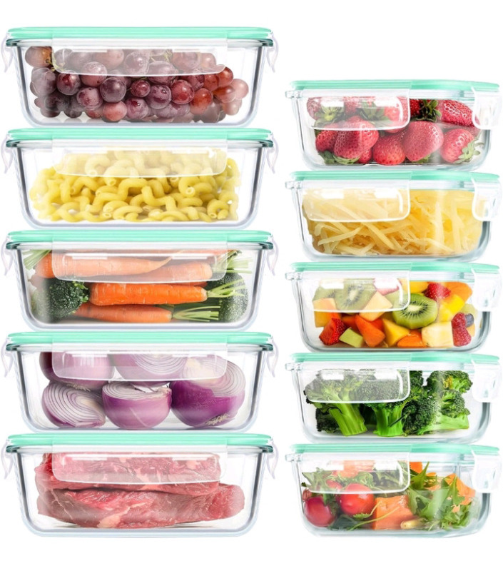 10 Pack New | KITHELP 35.5oz & 12.5oz Glass Food Storage Containers with Airtight Lids | * Retails 52.99 *