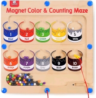 New - GAMENOTE Magnetic Color and Counting Maze , Wooden Magnet Board Puzzles Toddler Activities Counting Matching Games Educational Fine Motor Skills Toys
