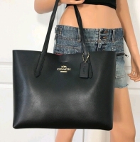 New COACH BLACK RED LEATHER SHOULDER TOTE BAG PURSE with Dust Bag & Authenticity Card