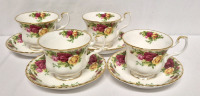 4 ROYAL ALBERT Cups & Saucers - OLD COUNTRY ROSES