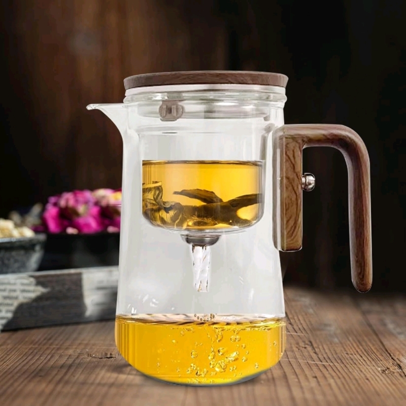 New Glass Magic Witch Teapot with Built-In Strainer &bull; Lower Magnetic Button by Handle, Fluid in Reservoir Releases! 700ml