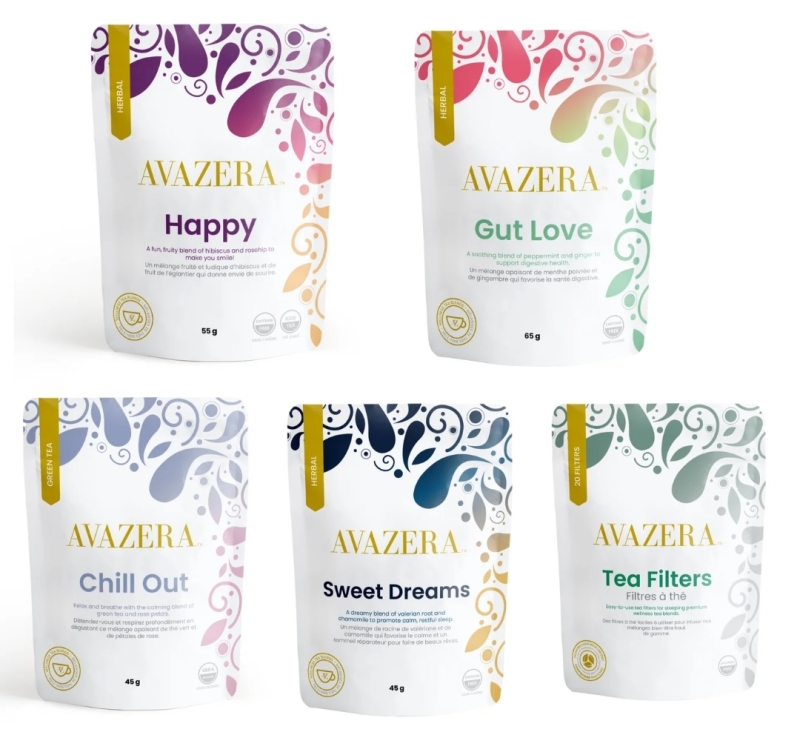 New Avazera Tea Lovers Bundle : Four Assorted Herbal Teas & 20 Tea Filters | Retails for $40!