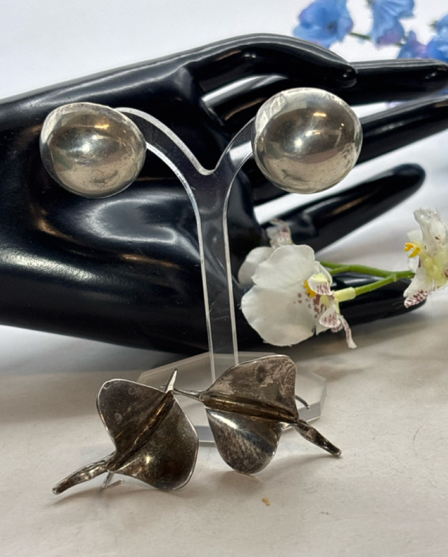 Two Unique Sterling Pierced Earrings