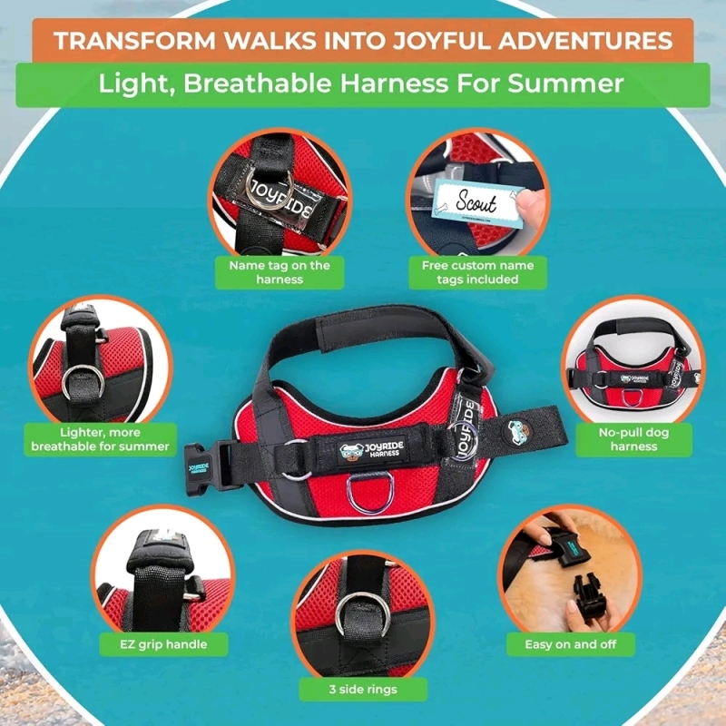 New Joyride Harness Summer Mesh Vest Size Large &ndash; No Pull Dog Harness - Adjustable, Breathable Vest for 40 to 69lbs Dogs Retails for $54