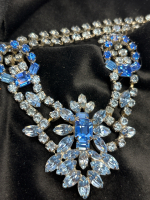 Fantastic 1960s Vintage Sapphire & Light Sapphire Glamourous Rhinestone Necklace