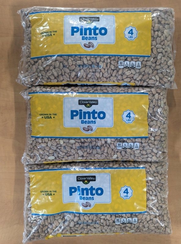 3 New: 4lbs Clover Valley Pinto Beans Packs