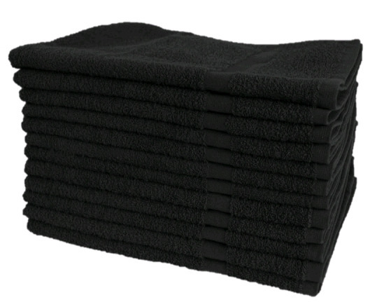 12 New | J. Adler Bleach Proof Salon Towels | Soft Cotton 16" x 27" Colour: Black