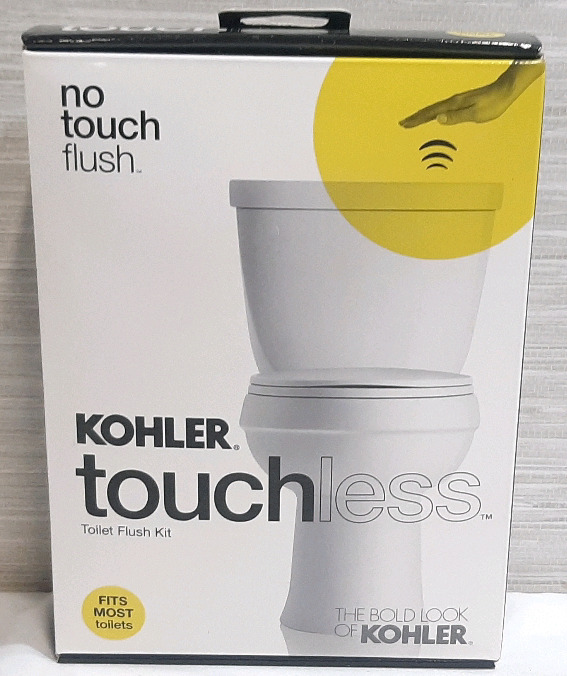 New Kohler Touchless Toilet Flush Kit, Includes All Pieces Necessary for Installation and Operation (Batteries Are Included)