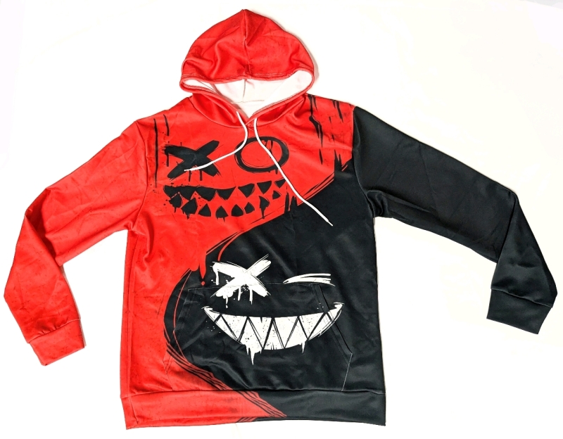 New Size XL Lightweight Spooky Yin Yang High Contrast Graphic Hoodie - Printed on Both Sides!