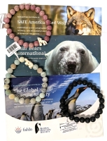 3 New FAHLO Conservation Polished Stone Beaded Expansion Brackets : Track Foxe the Polar Bear, Neo the Penguin & 1743F the Red Wolf | Retail Over $50