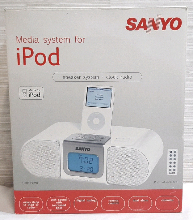 New Sanyo Media System for iPod (Does not Include iPod) - Clock, Radio, Remote Control & Calendar