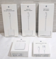 Lot of New Apple Cable Accessories, Including Lightning to SD Card Camera Reader/Digital AV Adapter/VGA Adapter, USB Power Adapter & Lightning to USB Cable (1m)